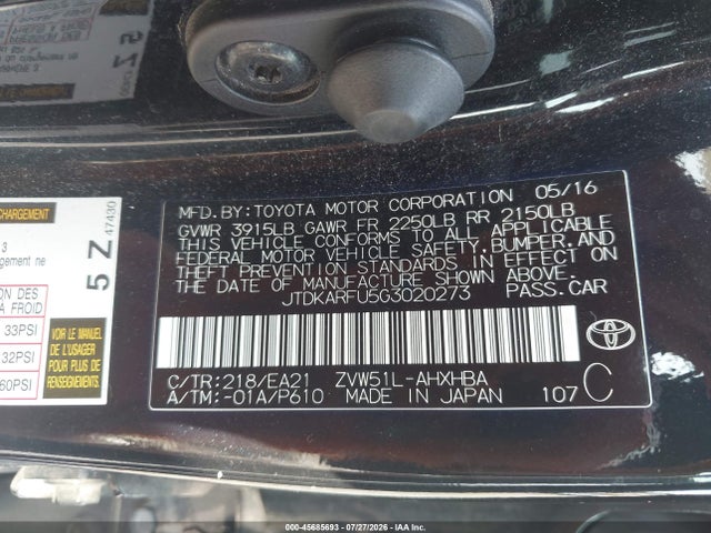 Toyota Prius Three Touring 2016 JTDKARFU5G3020273 Image 9