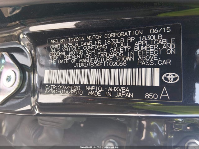 Toyota Prius C One 2015 JTDKDTB34F1102068 Image 9