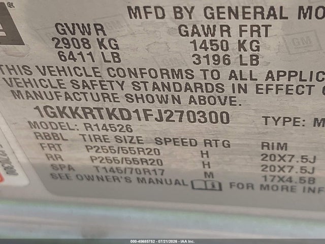 GMC Acadia Denali 2015 1GKKRTKD1FJ270300 Image 9