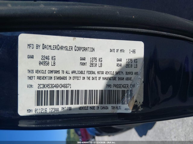 45685772 :رقم المزاد ، 2C3KA53G46H346671 vin ، 2006 Chrysler 300 Touring مزاد بيع