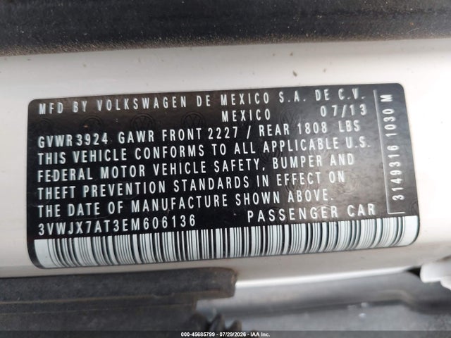 Volkswagen Beetle 2.5l 2014 3VWJX7AT3EM606136 Image 9