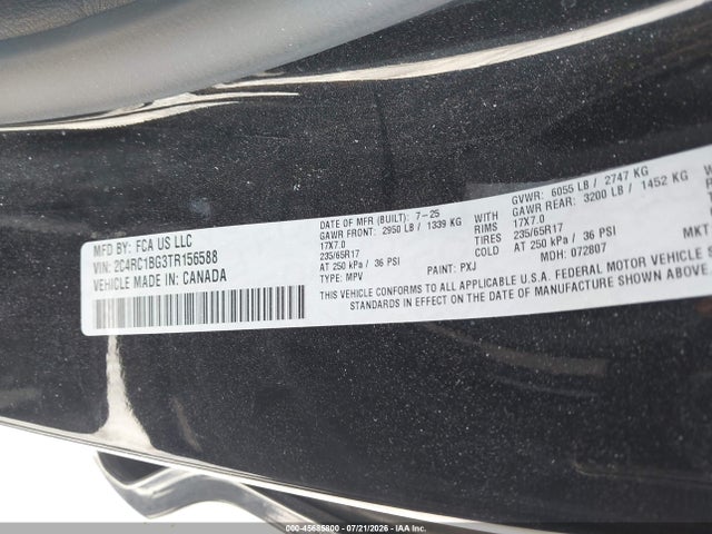 Aukcja sprzedaży 2026 Chrysler Pacifica Select, vin: 2C4RC1BG3TR156588, numer aukcji: 45685800