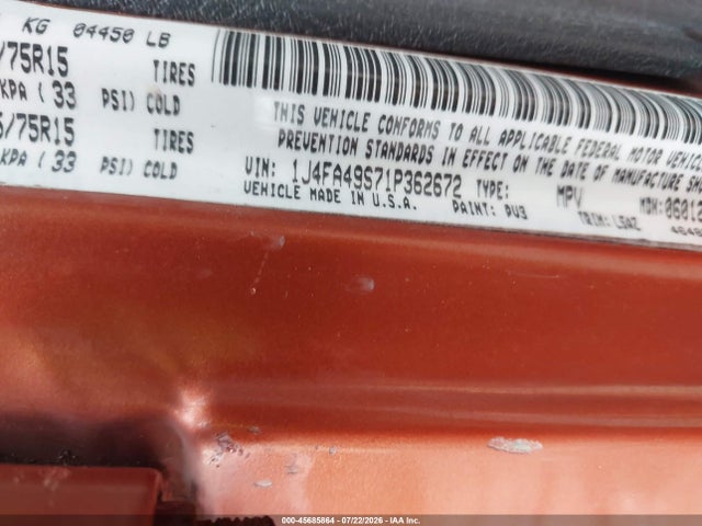 45685864 :رقم المزاد ، 1J4FA49S71P362672 vin ، 2001 Jeep Wrangler Sport مزاد بيع