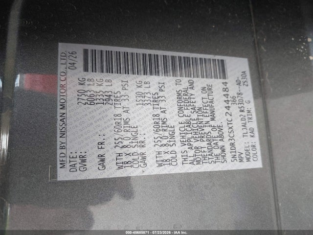 Nissan Pathfinder Sl 2026 5N1DR3CSXTC244484 Image 9