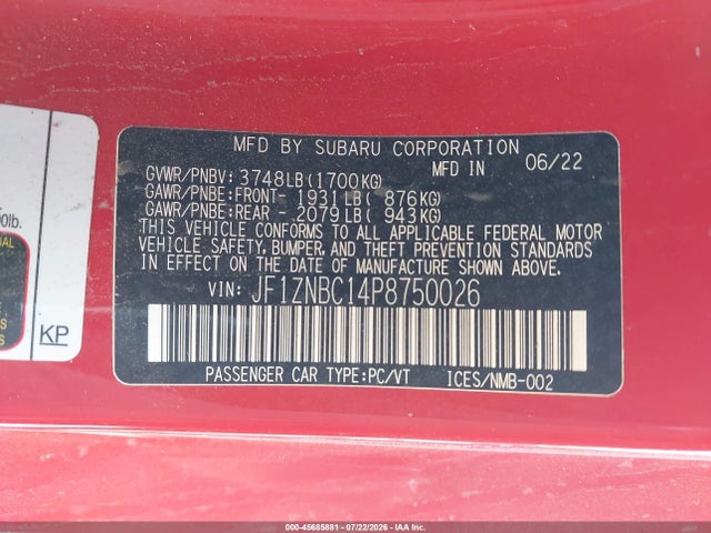 Aukcja sprzedaży 2023 Toyota Gr86, vin: JF1ZNBC14P8750026, numer aukcji: 45685881