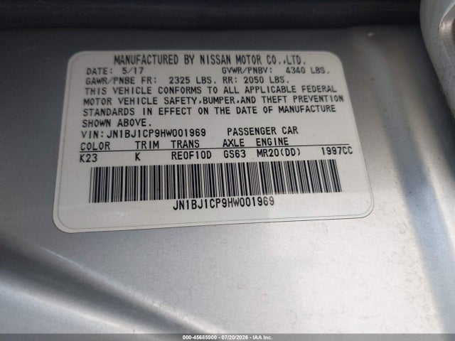 JN1BJ1CP9HW001969 Nissan Rogue Sport S