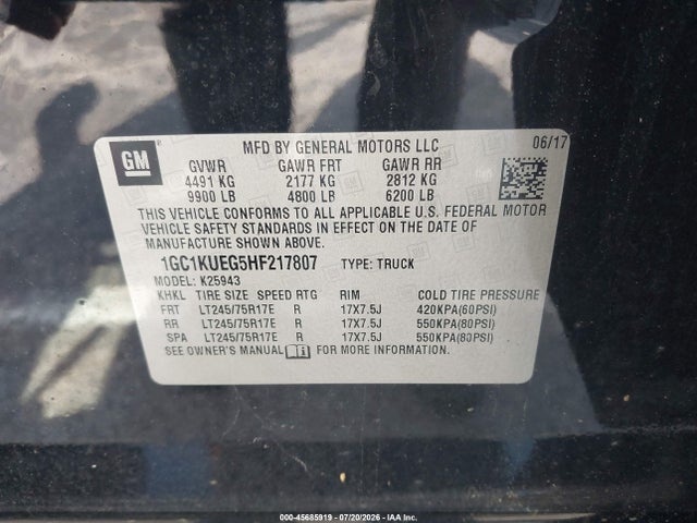 1GC1KUEG5HF217807 Chevrolet Silverado 2500hd Work Truck