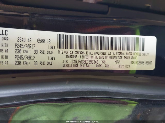Продажа на аукционе авто 2014 Jeep Grand Cherokee Laredo, vin: 1C4RJFAG2EC392343, номер лота: 45685953