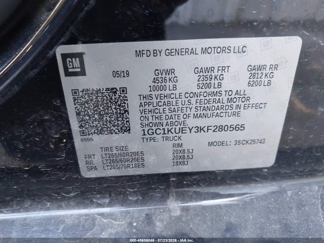 1GC1KUEY3KF280565 Chevrolet Silverado 2500hd High Country