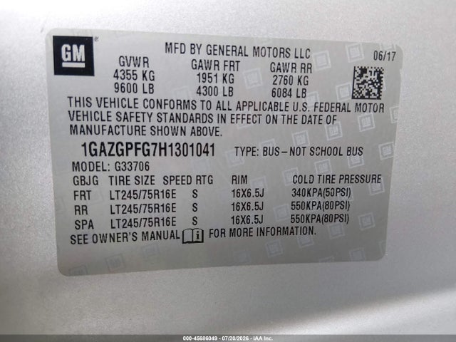 Chevrolet Express 3500 Lt 2017 1GAZGPFG7H1301041 Image 9