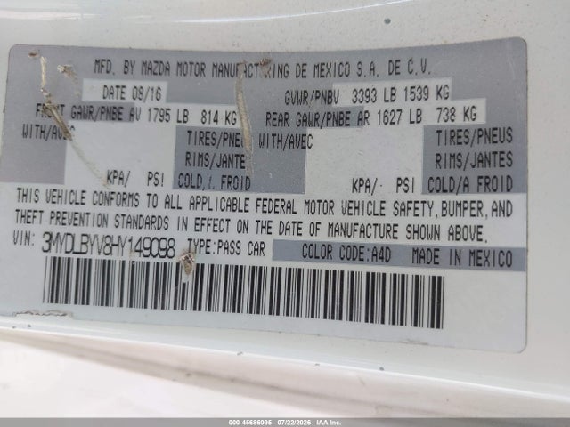 3MYDLBYV8HY149098 Toyota YARIS IA