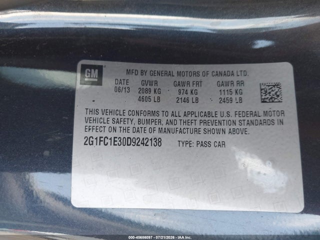 Продаж на аукціоні авто 2013 Chevrolet Camaro 2lt, vin: 2G1FC1E30D9242138, номер лоту: 45686097
