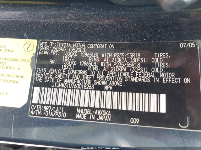 Продаж на аукціоні авто 2006 Lexus Rx 400, vin: jtjhw31u760018263, номер лоту: 45686122
