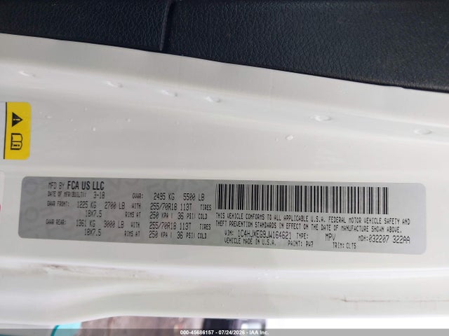 Продаж на аукціоні авто 2018 Jeep Wrangler Unlimited Sahara 4x4, vin: 1C4HJXEG9JW164621, номер лоту: 45686157