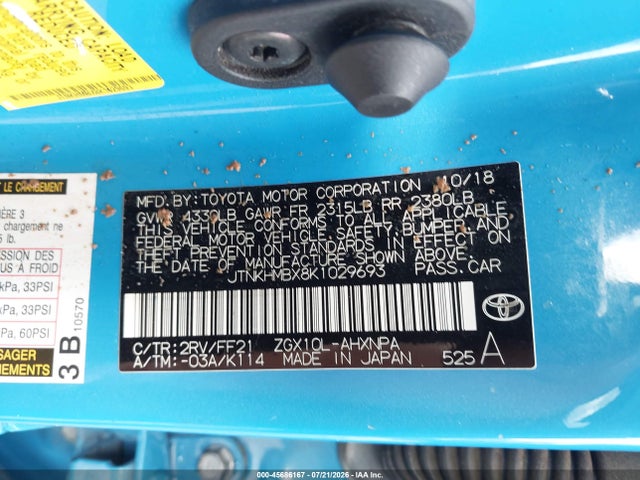 Продажа на аукционе авто 2019 Toyota C-hr Xle, vin: JTNKHMBX8K1029693, номер лота: 45686167