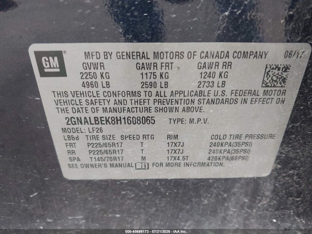 Chevrolet EQUINOX LS 2017 2GNALBEK8H1608065 Image 9