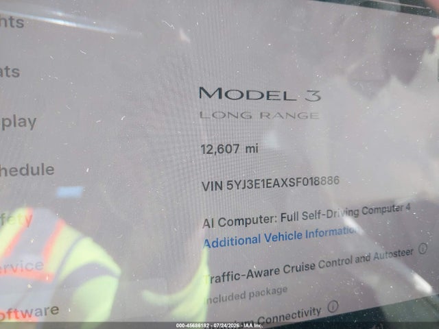 Aukcja sprzedaży 2025 Tesla Model 3 Long Range Rear-wheel Drive/standard Rear-wheel Drive, vin: 5YJ3E1EAXSF018886, numer aukcji: 45686182
