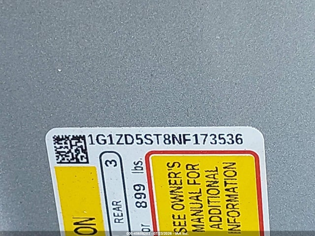 Продажа на аукционе авто 2022 Chevrolet Malibu Fwd Lt, vin: 1G1ZD5ST8NF173536, номер лота: 45686253
