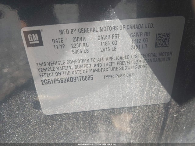 Продажа на аукционе авто 2013 Cadillac Xts Luxury, vin: 2G61P5S3XD9176685, номер лота: 45686285