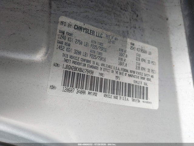 Продажа на аукционе авто 2008 Jeep Liberty Sport, vin: 1J8GN28KX8W179490, номер лота: 45686332