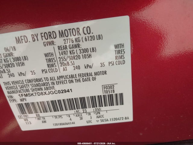Ford EXPLORER XLT 2018 1FM5K7D8XJGC02941 Image 9