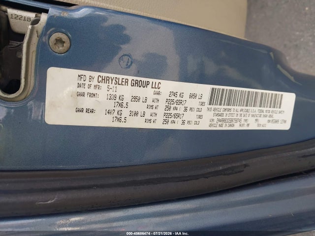 Aukcja sprzedaży 2011 Chrysler Town & Country Touring-l, vin: 2A4RR8DG5BR758745, numer aukcji: 45686474