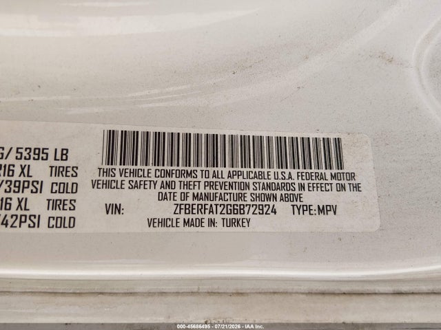 45686495 :رقم المزاد ، ZFBERFAT2G6B72924 vin ، 2016 Ram Promaster City Tradesman مزاد بيع