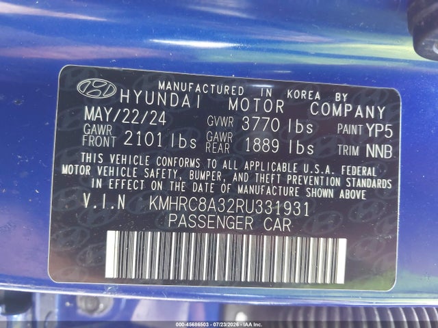 Продаж на аукціоні авто 2024 Hyundai Venue Sel, vin: KMHRC8A32RU331931, номер лоту: 45686503