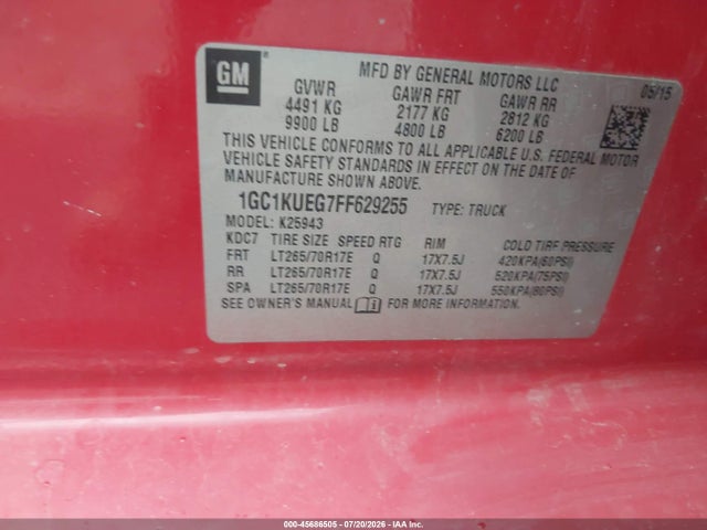 1GC1KUEG7FF629255 Chevrolet Silverado 2500hd Built After Aug 14 Work Truck