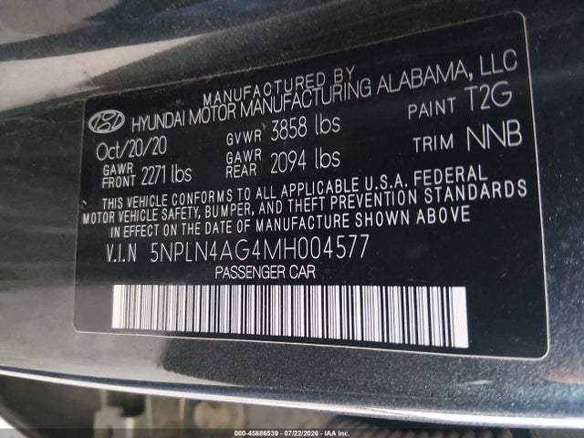 Hyundai ELANTRA SEL 2021 5NPLN4AG4MH004577 Image 9