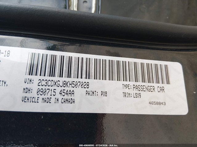 45686595 :رقم المزاد ، 2C3CDXGJ8KH507028 vin ، 2019 Dodge Charger Scat Pack Rwd مزاد بيع
