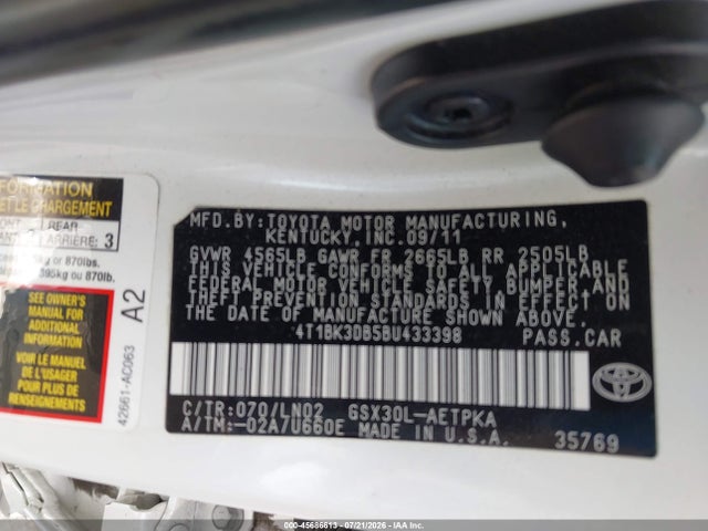 Aukcja sprzedaży 2011 Toyota Avalon Limited, vin: 4T1BK3DB5BU433398, numer aukcji: 45686613
