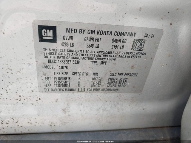 Продаж на аукціоні авто 2014 Buick Encore, vin: KL4CJASB8EB715239, номер лоту: 45686625