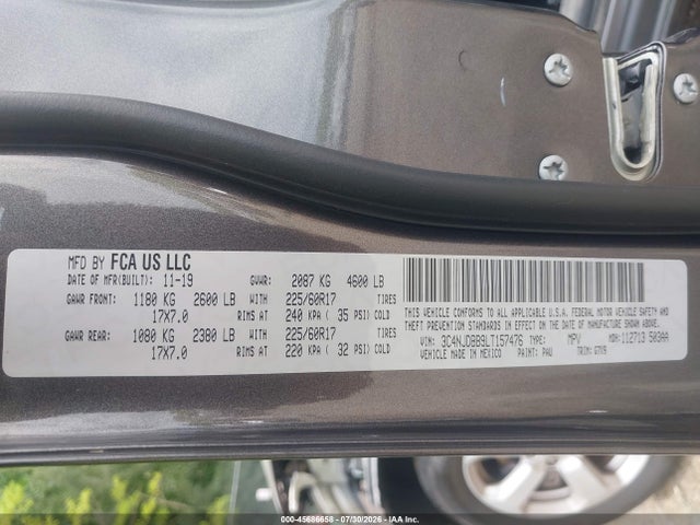 2020 Jeep Compass Latitude 4x4 მანქანა იყიდება აუქციონზე, vin: 3C4NJDBB9LT157476, აუქციონის ნომერი: 45686658