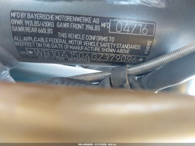 Aukcja sprzedaży 2016 Bmw R1200 Rs, vin: WB10A1504GZ379096, numer aukcji: 45686688