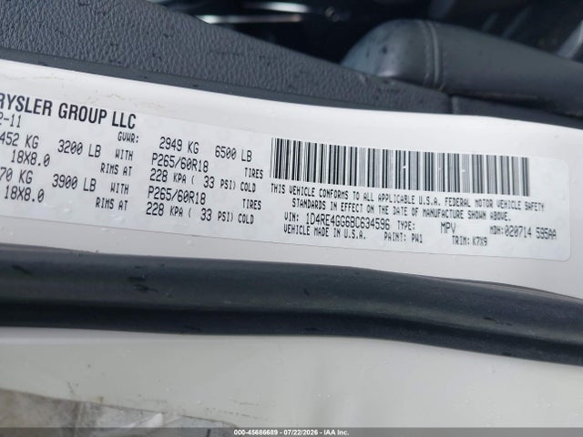 Aukcja sprzedaży 2011 Dodge Durango Crew, vin: 1D4RE4GG6BC634596, numer aukcji: 45686689