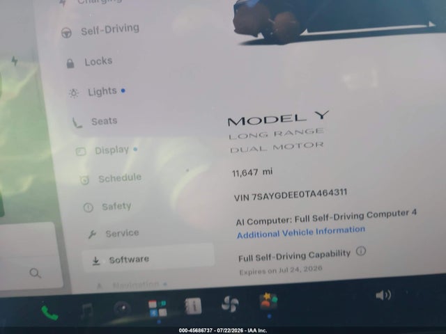 Aukcja sprzedaży 2026 Tesla Model Y All-wheel Drive/long Range Launch Series/premium All-wheel Drive, vin: 7SAYGDEE0TA464311, numer aukcji: 45686737