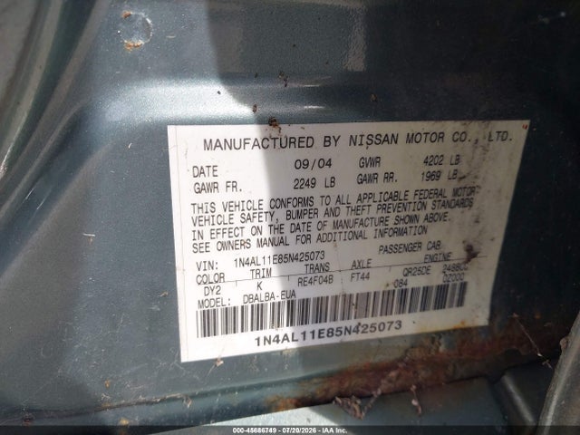 Продажа на аукционе авто 2005 Nissan Altima 2.5 S, vin: 1N4AL11E85N425073, номер лота: 45686749