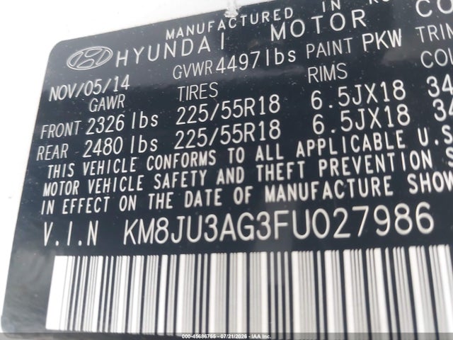 Hyundai Tucson Limited 2015 KM8JU3AG3FU027986 Image 9