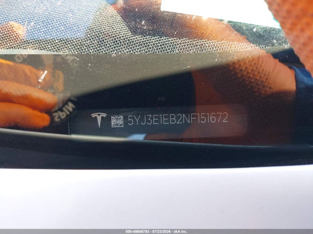Продажа на аукционе авто 2022 Tesla Model 3 Long Range Dual Motor All-wheel Drive, vin: 5YJ3E1EB2NF151672, номер лота: 45686793