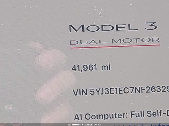 Tesla Model 3 Performance Dual Motor All-wheel Drive 2022 5YJ3E1EC7NF263294 Image 15