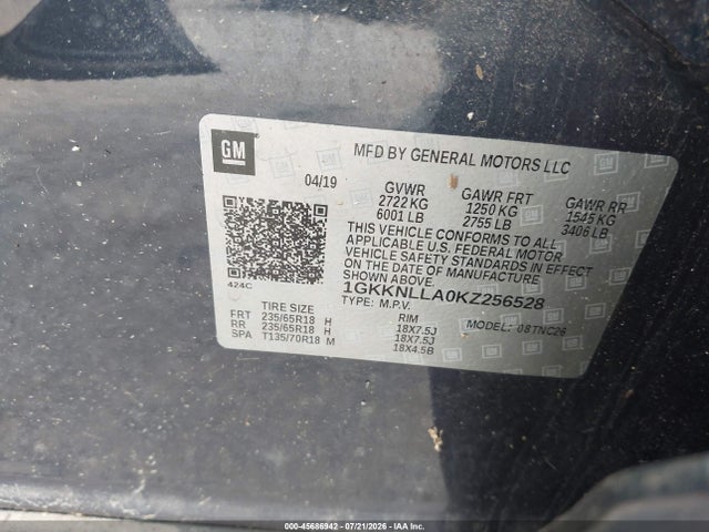 Продажа на аукционе авто 2019 Gmc Acadia Sle-2, vin: 1GKKNLLA0KZ256528, номер лота: 45686942