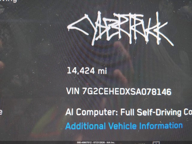 7G2CEHEDXSA078146 Tesla Cybertruck All-wheel Drive