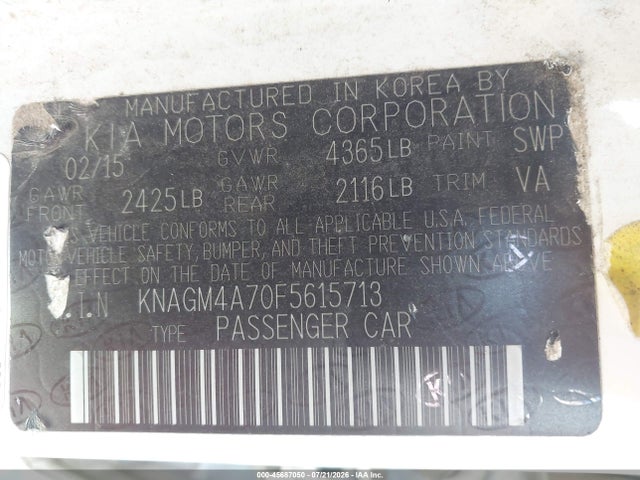KIA Optima Lx 2015 KNAGM4A70F5615713 Image 9