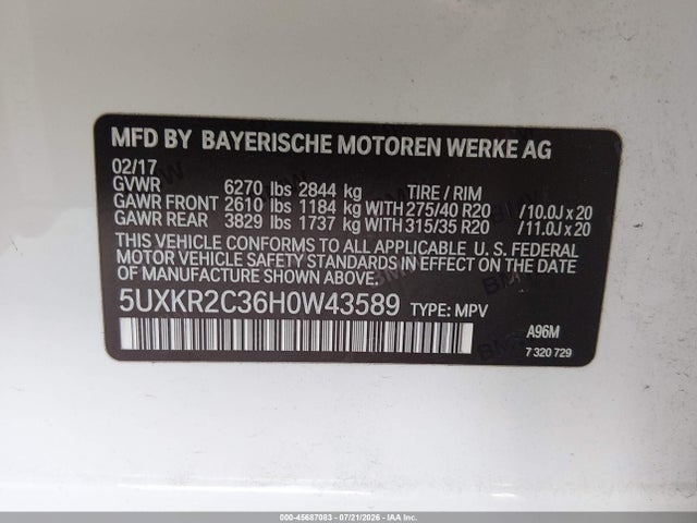 5UXKR2C36H0W43589 BMW X5 Sdrive35i