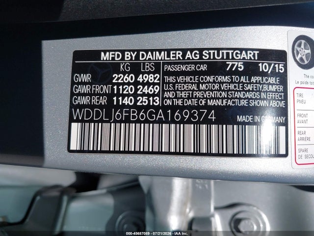 2016 Mercedes-benz Cls 400 მანქანა იყიდება აუქციონზე, vin: WDDLJ6FB6GA169374, აუქციონის ნომერი: 45687089
