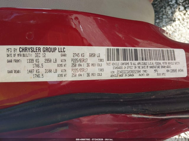 Продажа на аукционе авто 2013 Dodge Grand Caravan Sxt, vin: 2C4RDGCG0DR652304, номер лота: 45687092