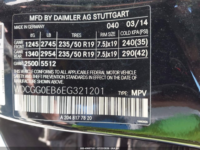 Продажа на аукционе авто 2014 Mercedes-benz Glk 250 Bluetec 4matic, vin: WDCGG0EB6EG321201, номер лота: 45687101