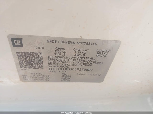 1GC1KUEG0JF279587 Chevrolet Silverado 2500hd Wt
