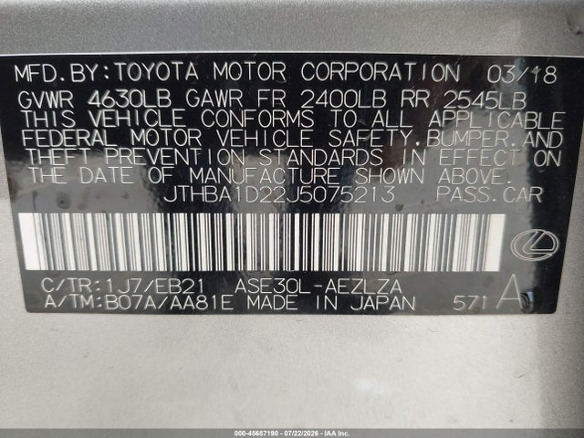 Lexus IS 300 2018 JTHBA1D22J5075213 Image 9